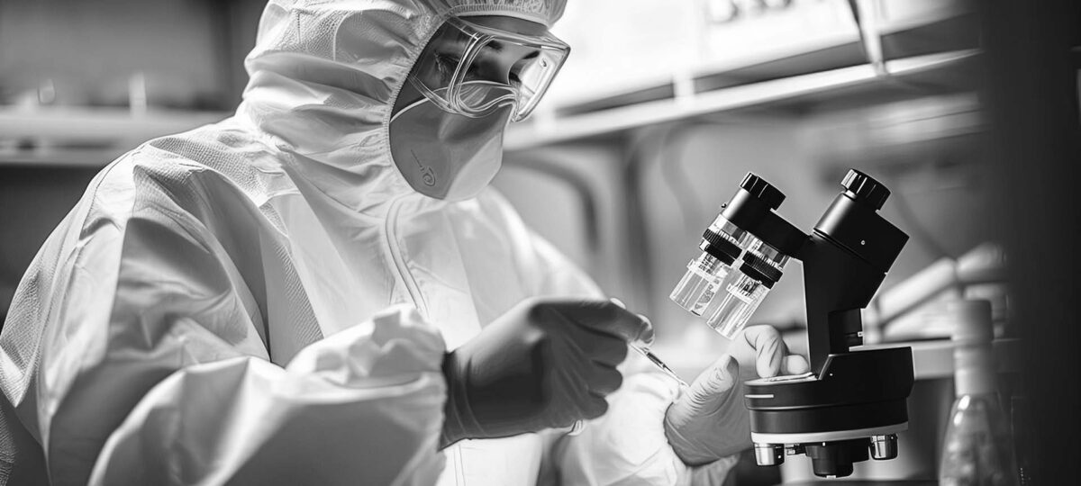 A medical specialist looking at a specimen