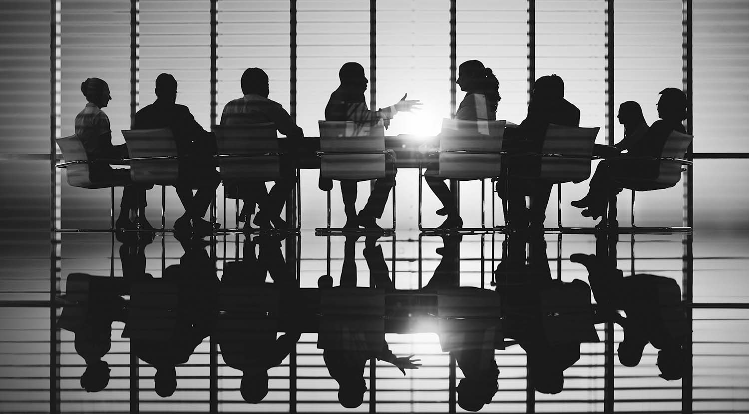 team office meeting black and white